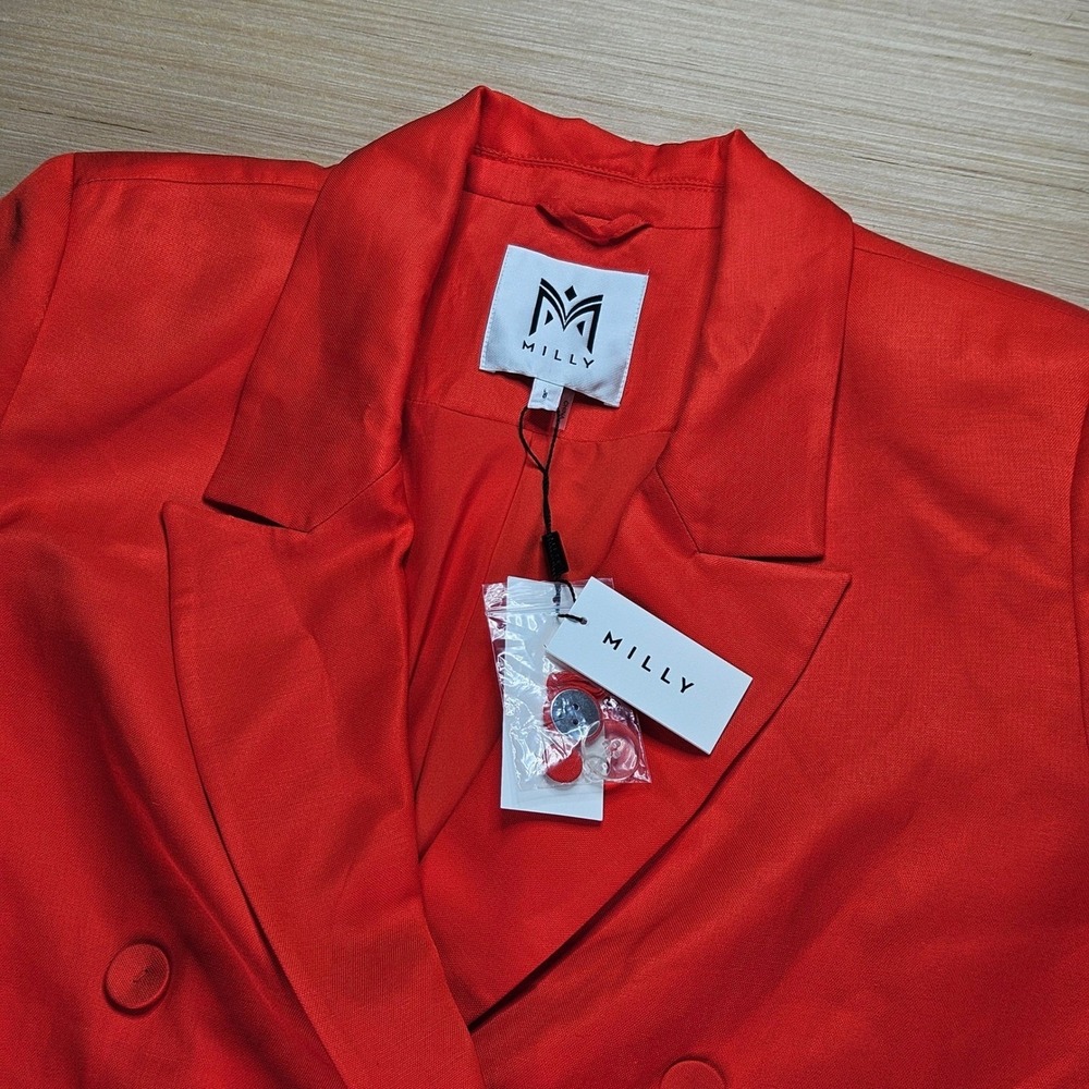 Milly Abbi Double Breasted Blazer Womens 8 Jad‎ Red Jacket Professional NEW